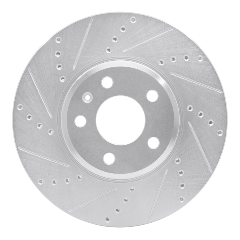 R1 Concepts eLine Silver Front Left Drilled & Slotted Brake Rotor - Audi A4 / A5 (B9) 2017-2025