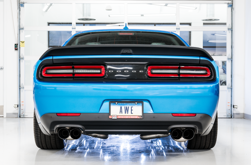 AWE Tuning Track Edition Exhaust - Quad Diamond Black Tips for 2015+ Dodge Challenger 6.4L/6.2L SC