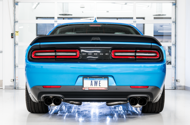AWE Tuning Track Edition Exhaust - Quad Diamond Black Tips for 2015+ Dodge Challenger 6.4L/6.2L SC