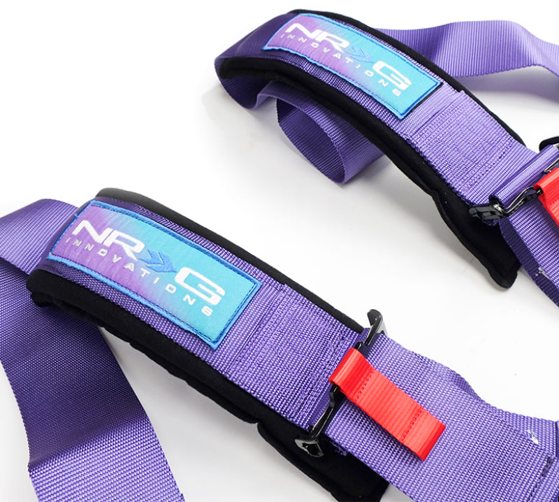 NRG 5-Point 3-Inch Purple Seat Belt Harness with Pads and Cam Lock