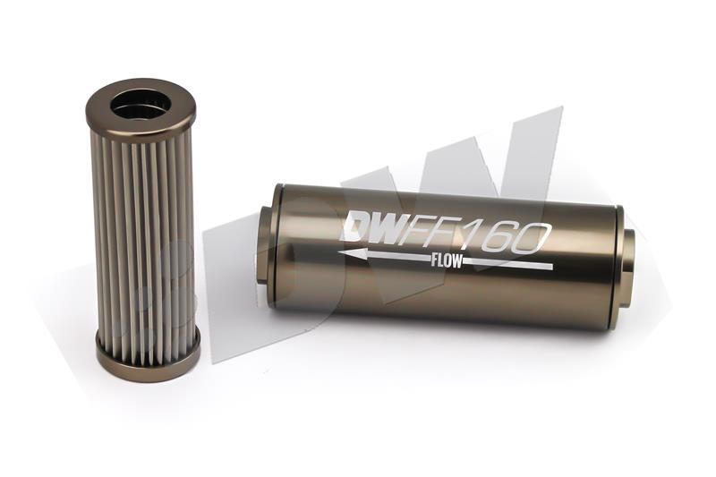 DeatschWerks Stainless Steel 10AN 10 Micron Universal Inline Fuel Filter Housing Kit (160mm) - 8-03-160-010K, image 2