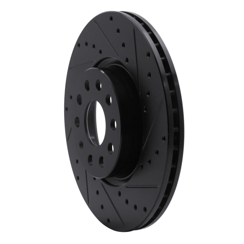 R1 2005-2025 Audi A3 Quattro Front Right Drilled And Slotted Black Brake Rotor