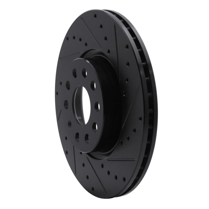 R1 2005-2025 Audi A3 Quattro Front Right Drilled And Slotted Black Brake Rotor
