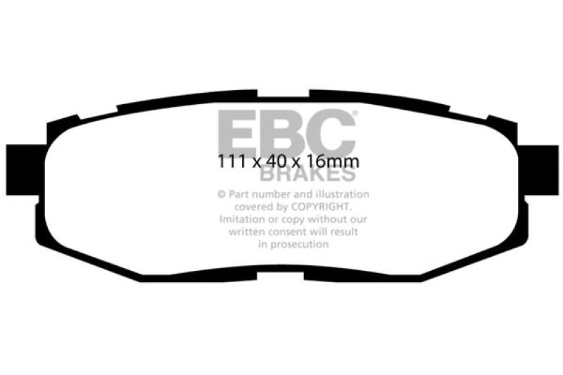 EBC Yellowstuff Rear Brake Pads - Subaru Legacy, BRZ, Forester 2006-2023