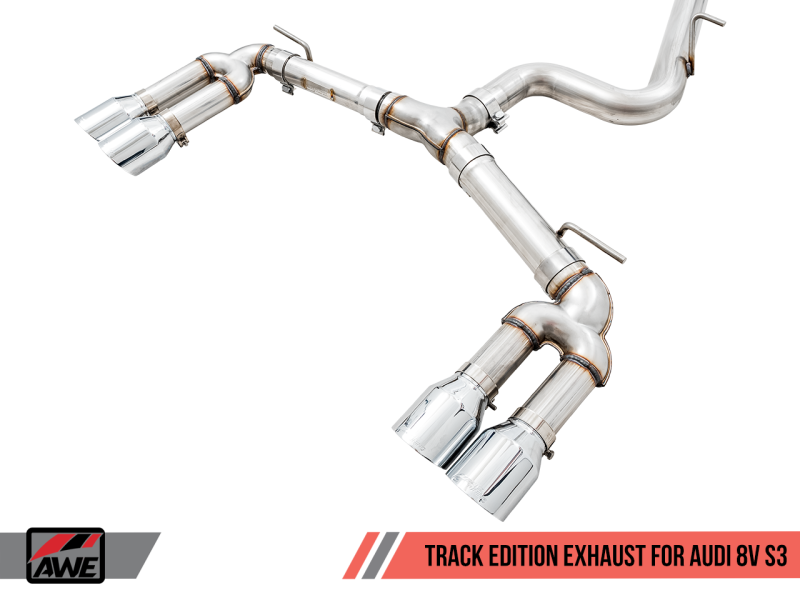 AWE Tuning Audi 8V S3 Track Edition Exhaust w/Chrome Silver Tips 102mm.