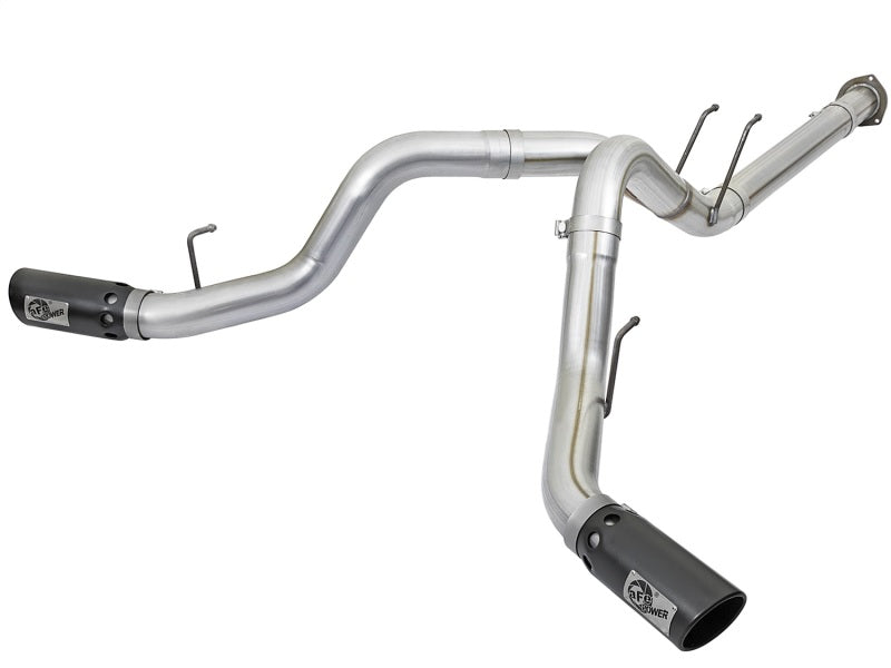 Afe ATLAS 4in DPF-Back Alum Steel Exhaust System with Black Tip for 2017 Ford Diesel Trucks V8-6.7L (td)