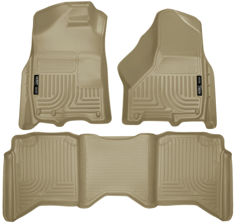 Husky Liners WeatherBeater Front & 2nd Row Floor Liners - Ram 1500/2500/3500 Crew Cab (2009-2024) - Tan