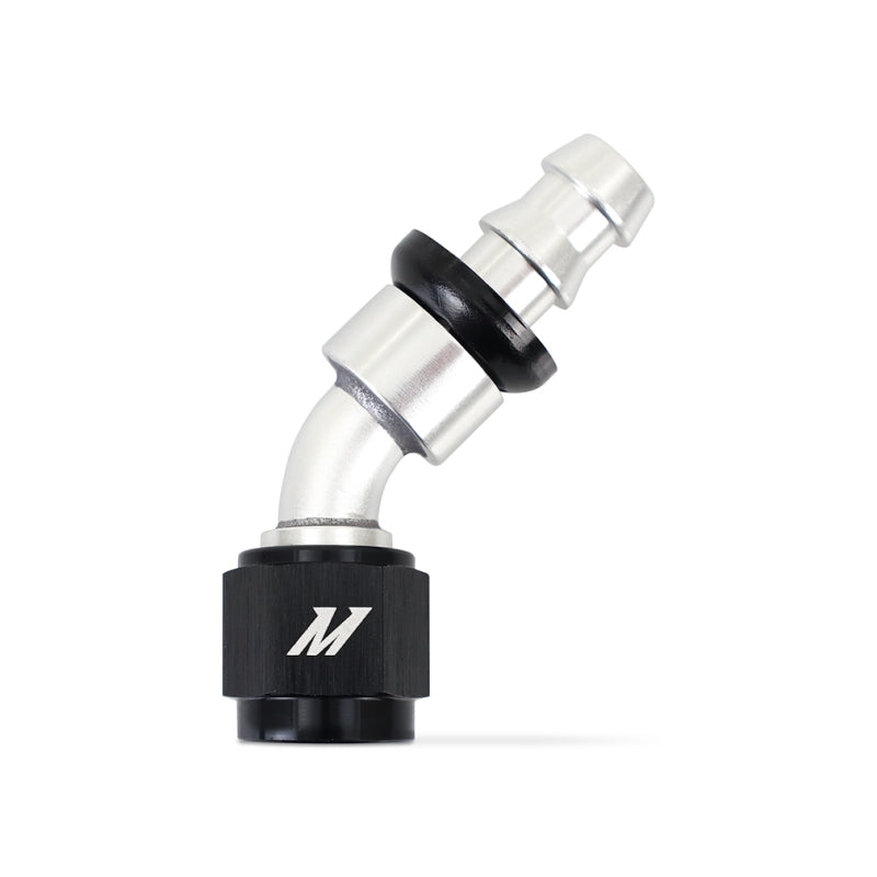 Walbro Push Lock 45 Degree 6AN Fitting Silver Black - OneFastShop