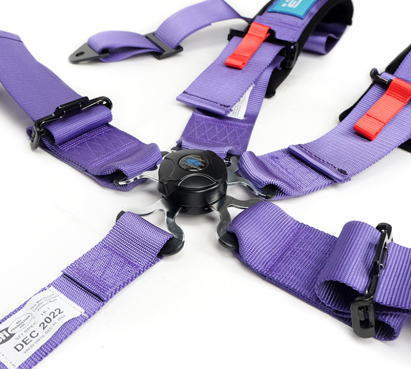 NRG 5-Point 3-Inch Purple Seat Belt Harness with Pads and Cam Lock