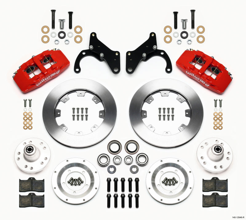 Wilwood Dynapro 6 Front Hub Kit 12.19in Red - Compatible with 69-70 Impala Drum/Disc 69-82 Vette - OneFastShop