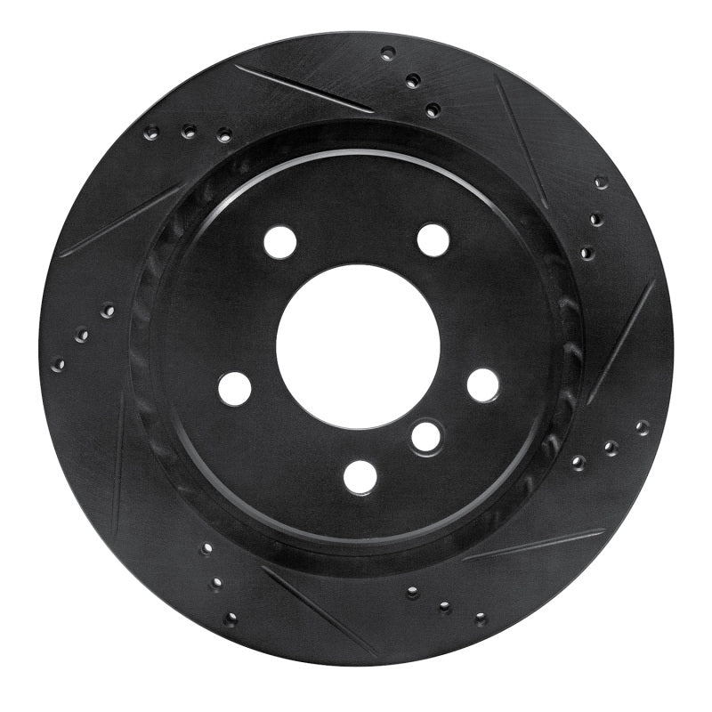 R1 Concepts Black Rear Left Drilled & Slotted Brake Rotor - BMW M3 / Z3 1995-2002