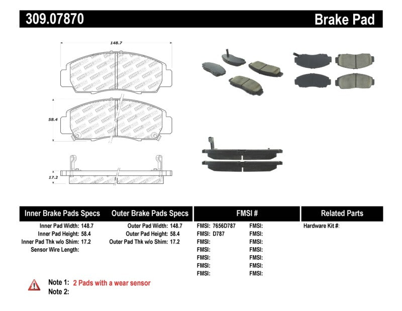 StopTech Performance Front Brake Pads for 04-09 Acura TSX / 09 Accord V6 Coupe - OneFastShop