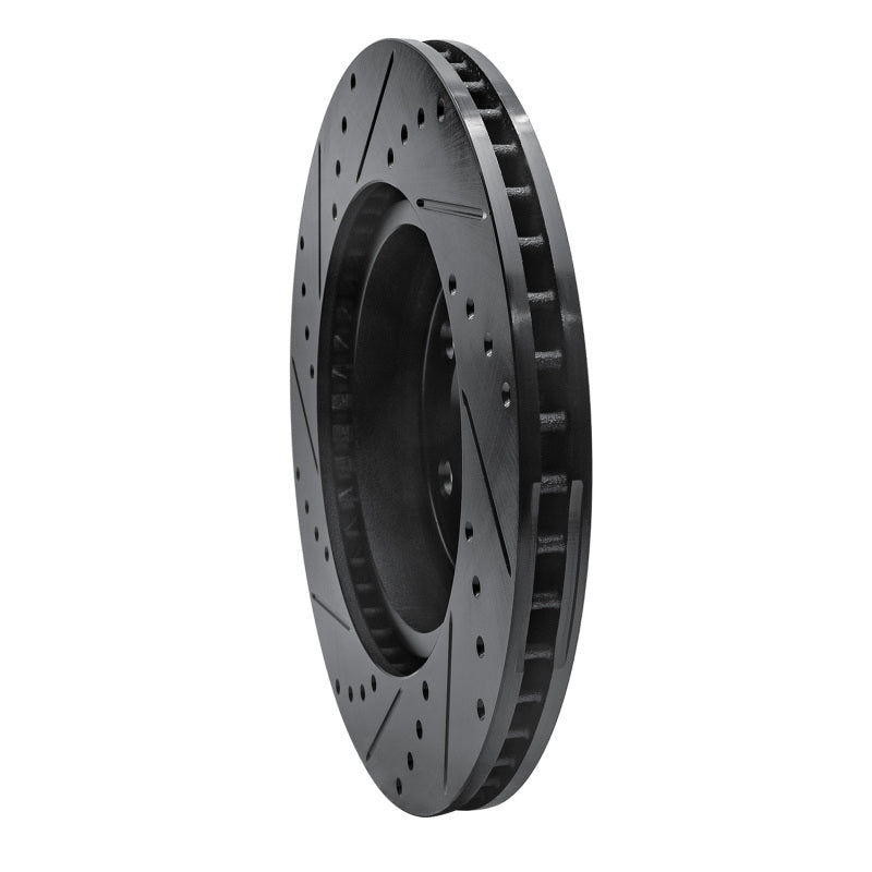 R1 09-23 Dodge Challenger Front Right Drilled and Slotted Black Brake Rotor