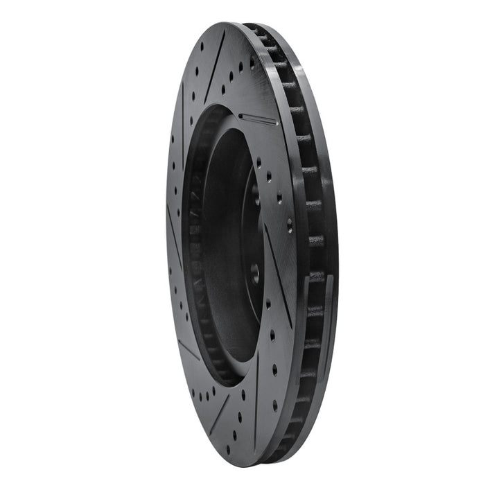 R1 09-23 Dodge Challenger Front Right Drilled and Slotted Black Brake Rotor