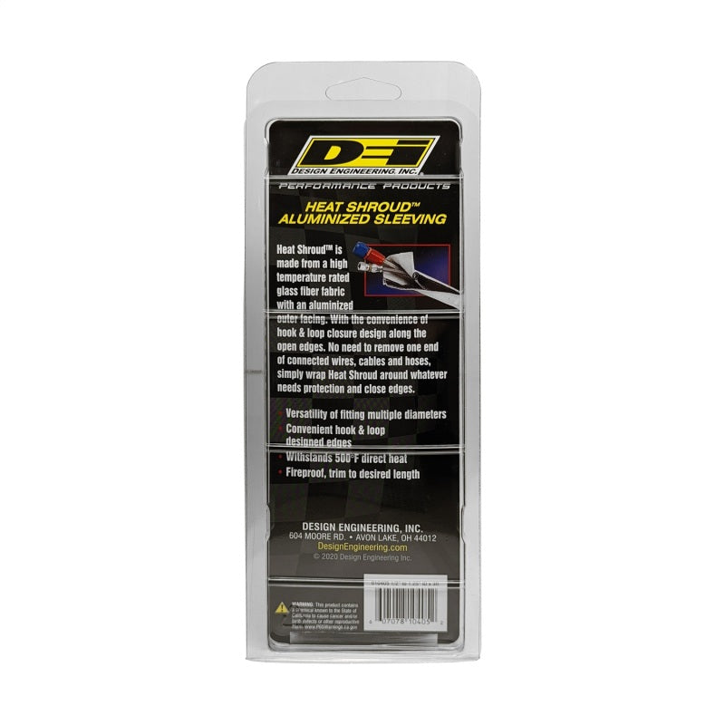 DEI Heat Shroud 1in I.D. x 3ft - Aluminized Sleeving - Hook and Loop Edge.