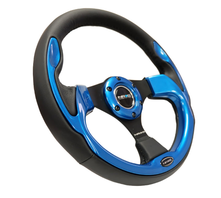 NRG Reinforced Steering Wheel 320mm Black with Blue Trim - OneFastShop