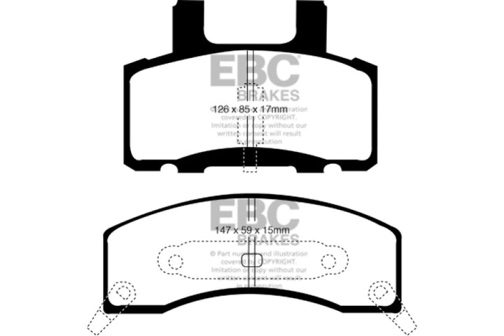EBC Yellowstuff Front Brake Pads High Performance 8600 LB Load 1990-1993 Chevrolet C20