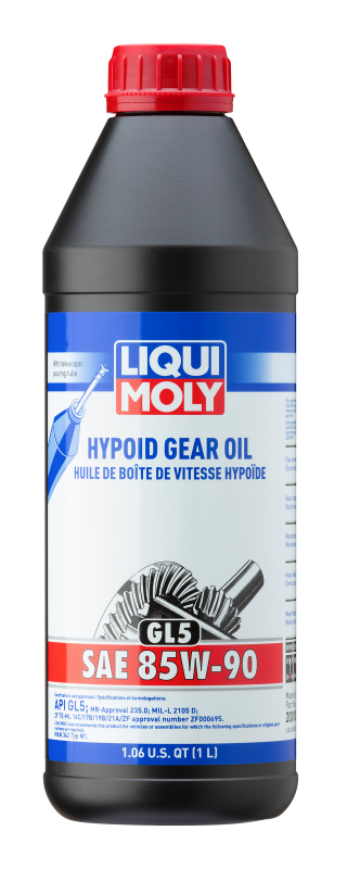 LIQUI MOLY Hypoid Gear Oil SAE 85W90 - 1L - GL5 - Acura MDX, RDX, RL, TL, TLX, ZDX, Audi, Bentley, BMW, Chrysler, Dodge, Ford, Magnum, Sprinter 2500, Stealth, E-150, E-250, E-350, Grand Caravan, Town & Country