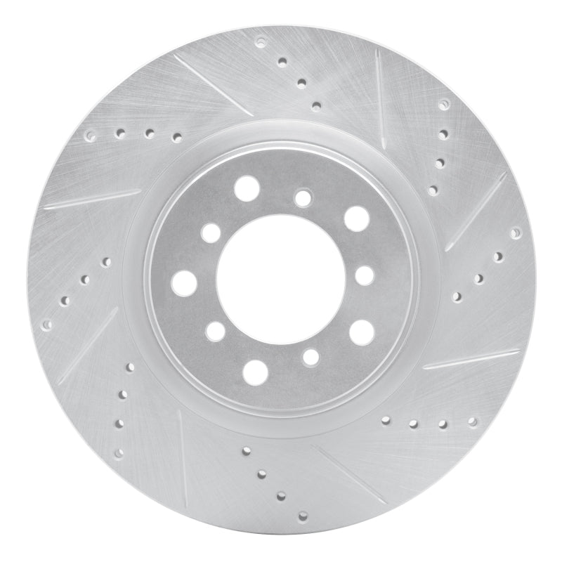 R1 Concepts eLINE Front Left Drilled & Slotted Brake Rotor - BMW M3 (E46) 2001-2006 - Silver
