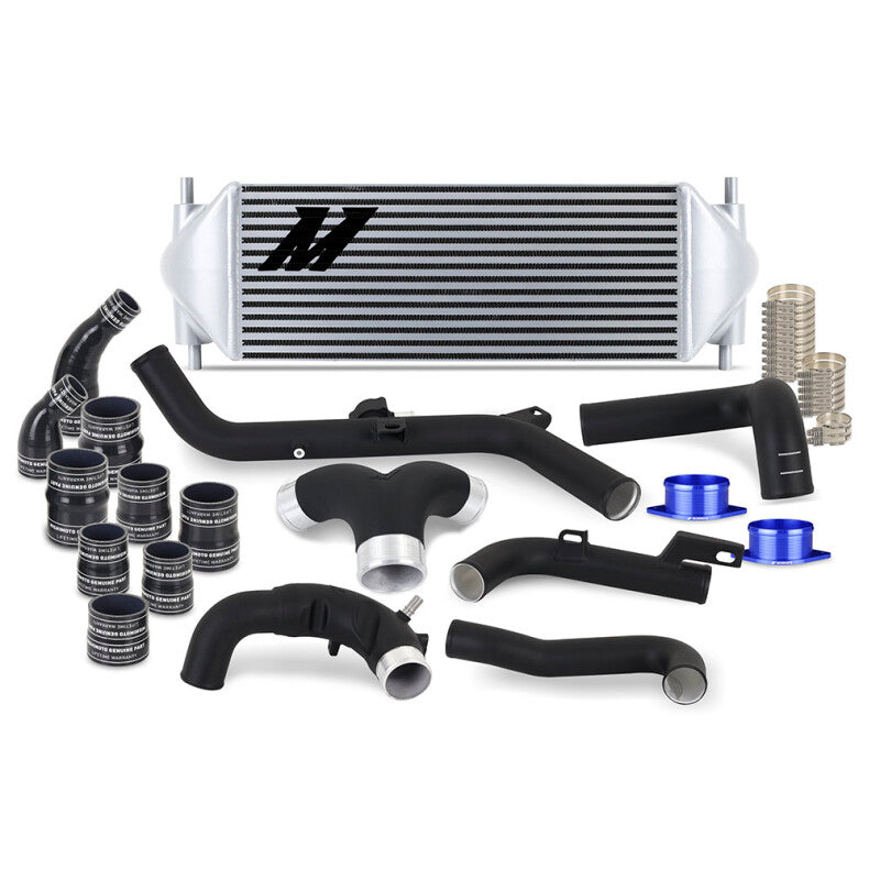 Mishimoto Stock Location Intercooler Kit - Ford Bronco 2.7 2021-2026 - Wrinkle Black Pipes, Silver Core