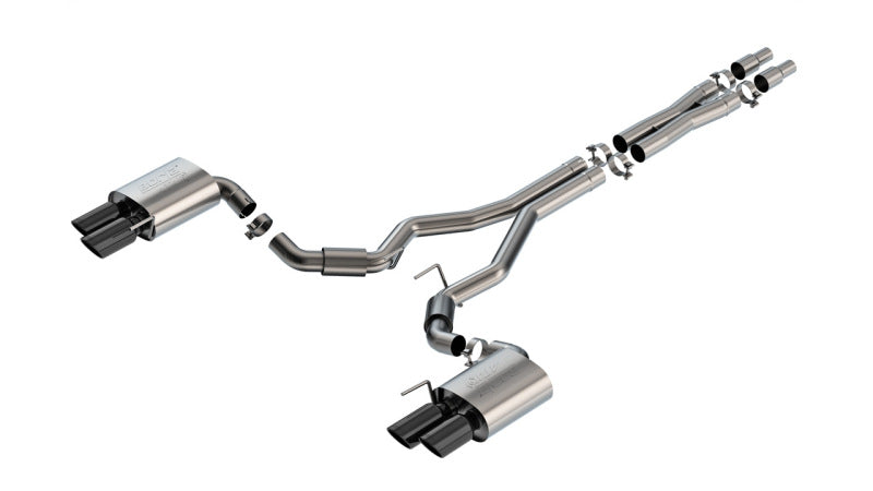 Borla ATAK Quad Tip Cat-Back Exhaust - Ford Mustang (S650) 2024-2025 - Black Chrome
