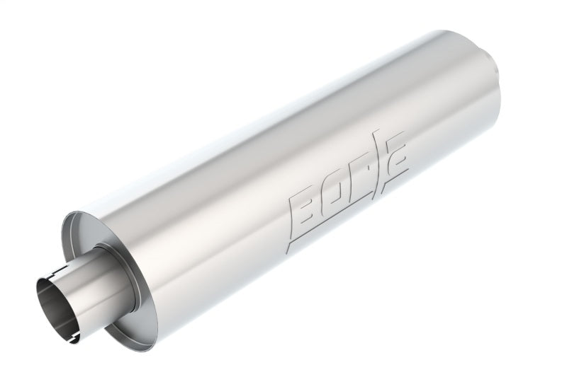 Borla Heavy-Duty Truck Muffler - 3in Center/Center Round - 6.75in Dia x 24in - Notched, view 2