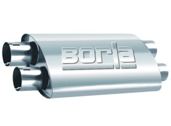 Borla Pro-XS Universal Muffler - 2.5in Dual In / 2.25in Dual Out Oval - X-Pipe - Notched