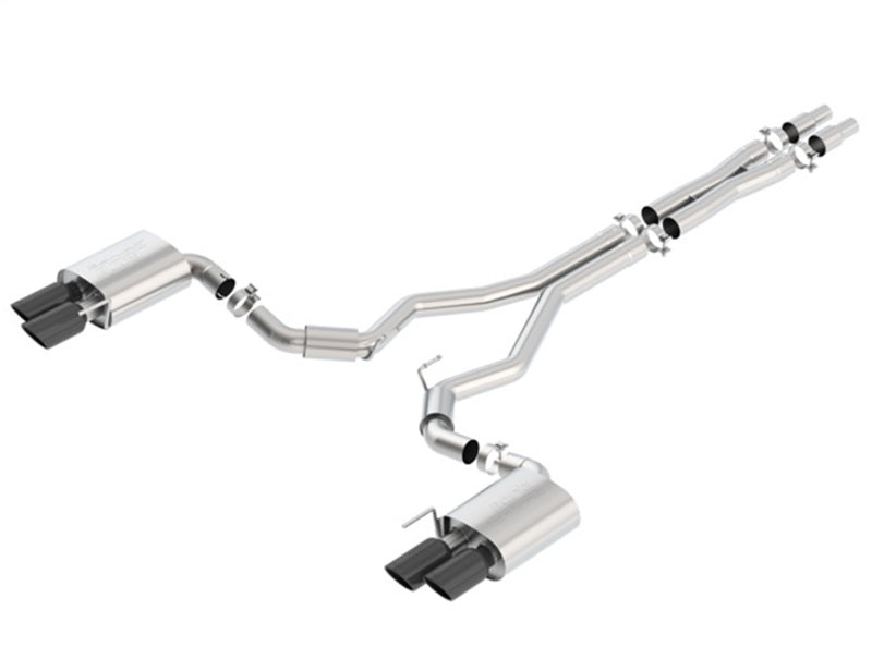Borla S-Type 3in Cat-Back Exhaust without Valves - Ford Mustang GT 2018-2023 (A/T / M/T) - Black Chrome Tips