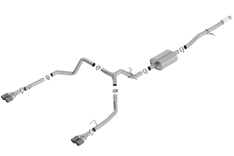 Borla S-Type Cat-Back Exhaust - Chevrolet Silverado 1500, GMC Sierra 1500 2019-2025 - Carbon Fiber Tips