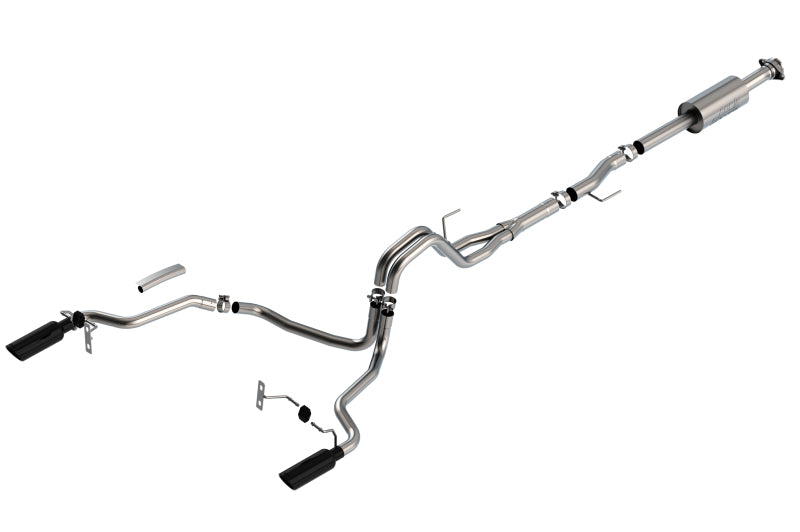 Borla S-Type Cat-Back Exhaust - Ford F-150 2021-2025 - Black Chrome Tips - 2.7L