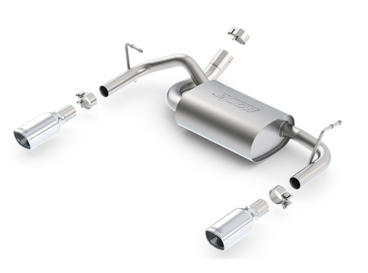 Borla Touring Cat-Back Exhaust - Jeep Wrangler JK 3.6L 2012-2018 - Square Bright Chrome Tips, view 2