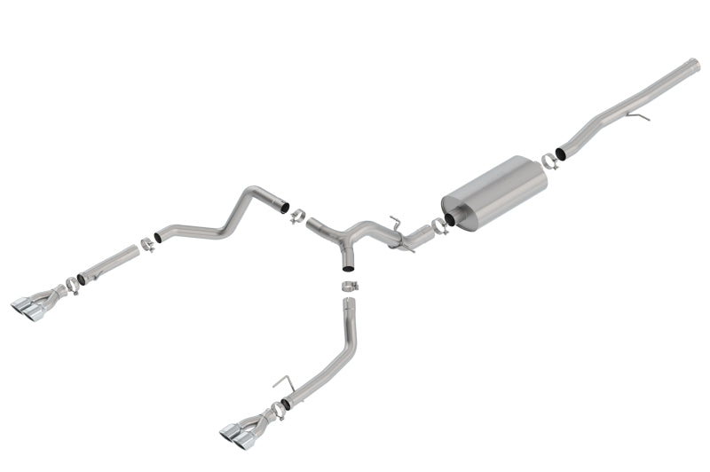 Borla Touring Cat-Back Exhaust - Chevrolet Silverado / GMC Sierra 1500 6.2L 2019-2023 - Square Chrome Tips