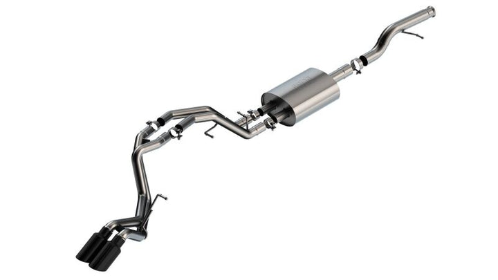Borla Touring Cat-Back Exhaust - Chevrolet Tahoe, GMC Yukon 2021-2025 - Black Chrome Tips