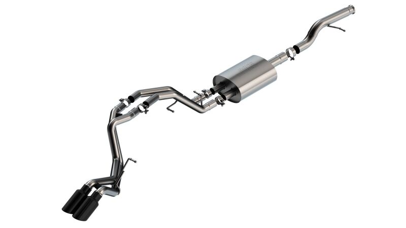 Borla Touring Cat-Back Exhaust - Chevrolet Tahoe, GMC Yukon 2021-2025 - Black Chrome Tips