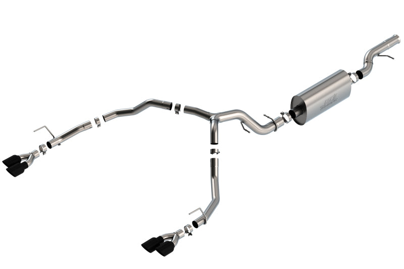 Borla Touring Cat-Back Exhaust - Chevrolet Tahoe, GMC Yukon 2021-2026 - Black Chrome Tips