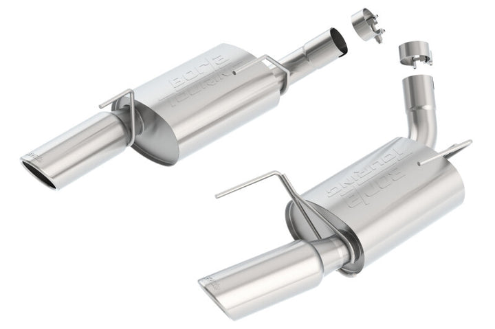 Borla Touring Rear-Section Exhaust - Ford Mustang GT 4.6L V8 2005-2009 - 4in Bright Chrome Tips, view 2