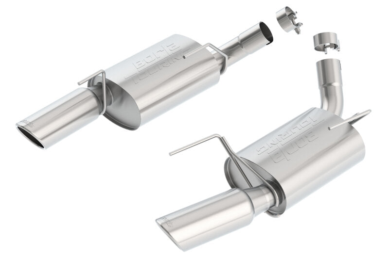 Borla Touring Rear-Section Exhaust - Ford Mustang GT 4.6L V8 2005-2009 - 4in Bright Chrome Tips, view 2