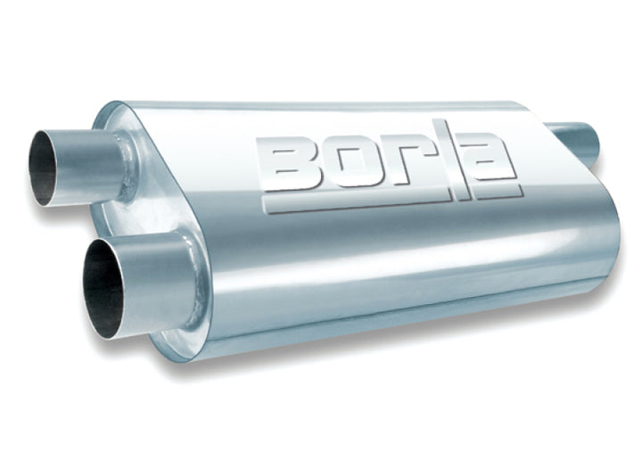 Borla Turbo XL Universal Muffler - 2.5in Single In / Dual Out - Transverse Oval - 19in Body