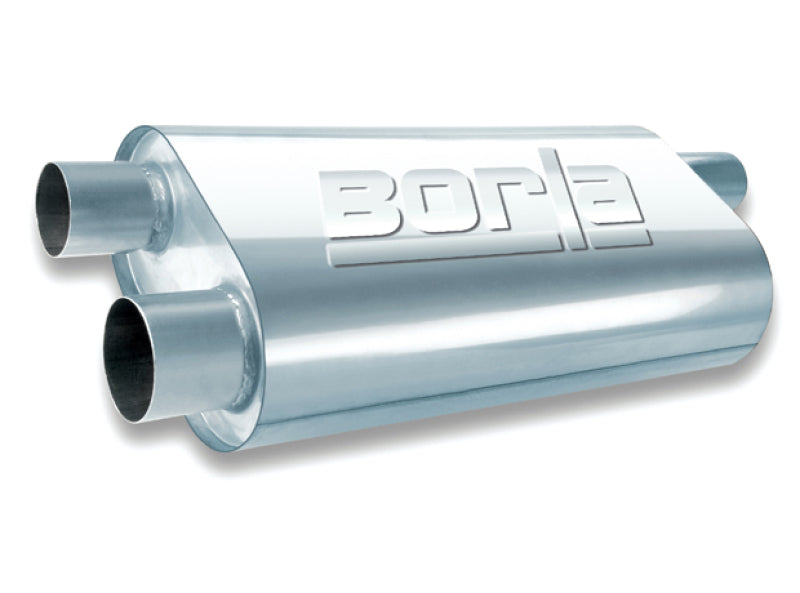 Borla Turbo XL Universal Muffler - 2.5in Single In / Dual Out - Transverse Oval - 19in Body