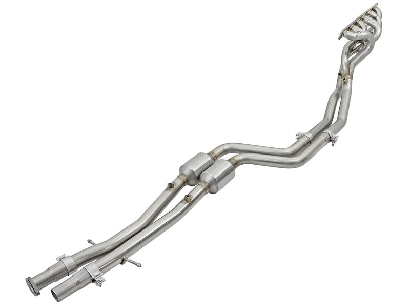 aFe Twisted Steel Long Tube Headers with Catted Mid Pipes 3-to-1 Mitered Collectors 96-99 BMW M3 L6 3.2L S52 - OneFastShop