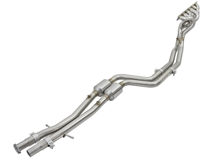 aFe Twisted Steel Long Tube Headers with Catted Mid Pipes 3-to-1 Mitered Collectors 96-99 BMW M3 L6 3.2L S52 - OneFastShop