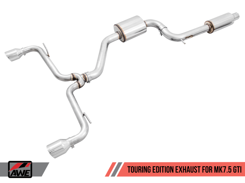 AWE Tuning Volkswagen GTI MK7.5 2.0T Touring Edition Exhaust w/Chrome Silver Tips 102mm.