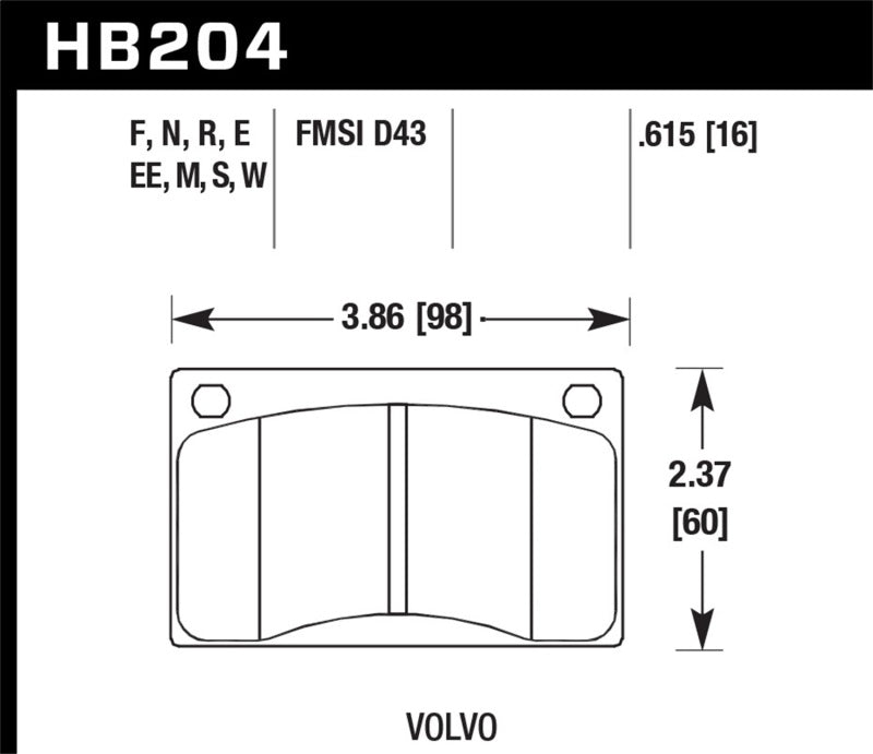 Hawk DTC-30 Front Brake Pads - Volvo 1969-1993