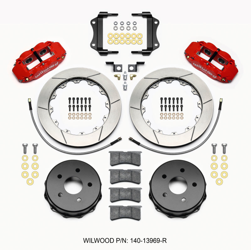 Wilwood Narrow Superlite 4R Rear Brake Kit Red 12.88in for Jeep JK 2007-up - OneFastShop