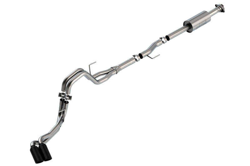 Borla Cat-Back Exhaust System S-Type 4in Black Chrome Tips for 2021-2024 Ford F-150 2.7L/3.5L King Ranch Lariat Platinum Limited - OneFastShop