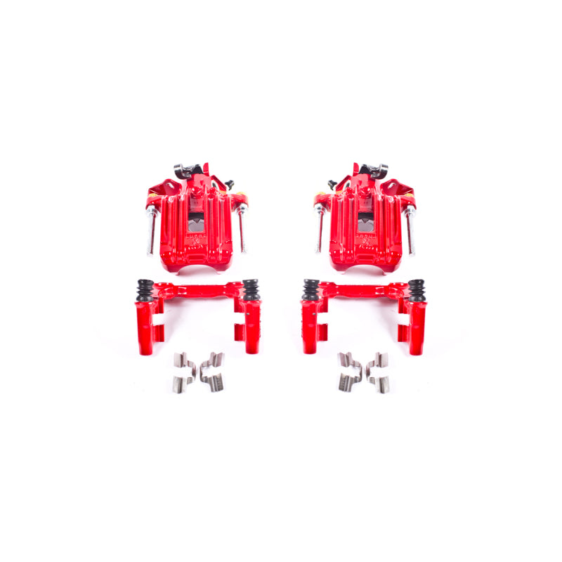 PowerStop Rear Red Calipers with Brackets for 00-06 Audi TT Quattro (Non Vented Rotors Only) - Pair - OneFastShop