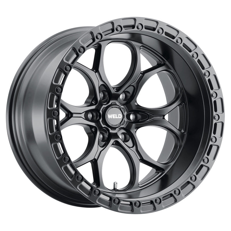 Weld Off-Road W108 20X10 Ledge Wheel 6X139.7 Bolt Pattern ET-18 Backspace 4.75 Satin Black Black Ring (106.1)