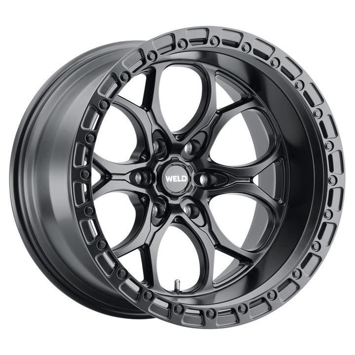 Weld Off-Road W108 20X10 Ledge Wheel 6X139.7 Bolt Pattern ET-18 Backspace 4.75 Satin Black Black Ring (106.1)