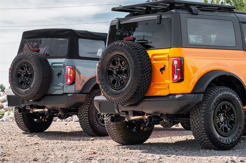 CORSA Performance 2.75in Cat-Back Dual Rear Exhaust for 2021-2023 Ford Bronco 2.7L 2-Door w/ 4in Straight-Cut Black Tips