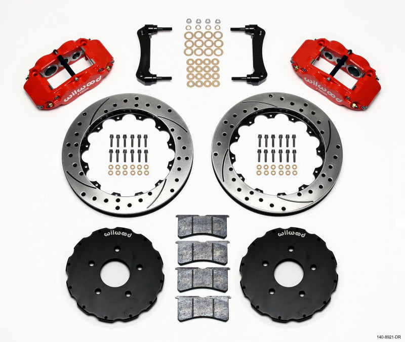 Wilwood Narrow Superlite 6R Front BBK 13.06in - Chevrolet Corvette, Cadillac XLR 2004-2013 - Drilled - Red